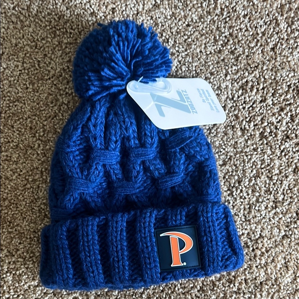 Pepperdine Blue Knit Pom-Pom Beanie